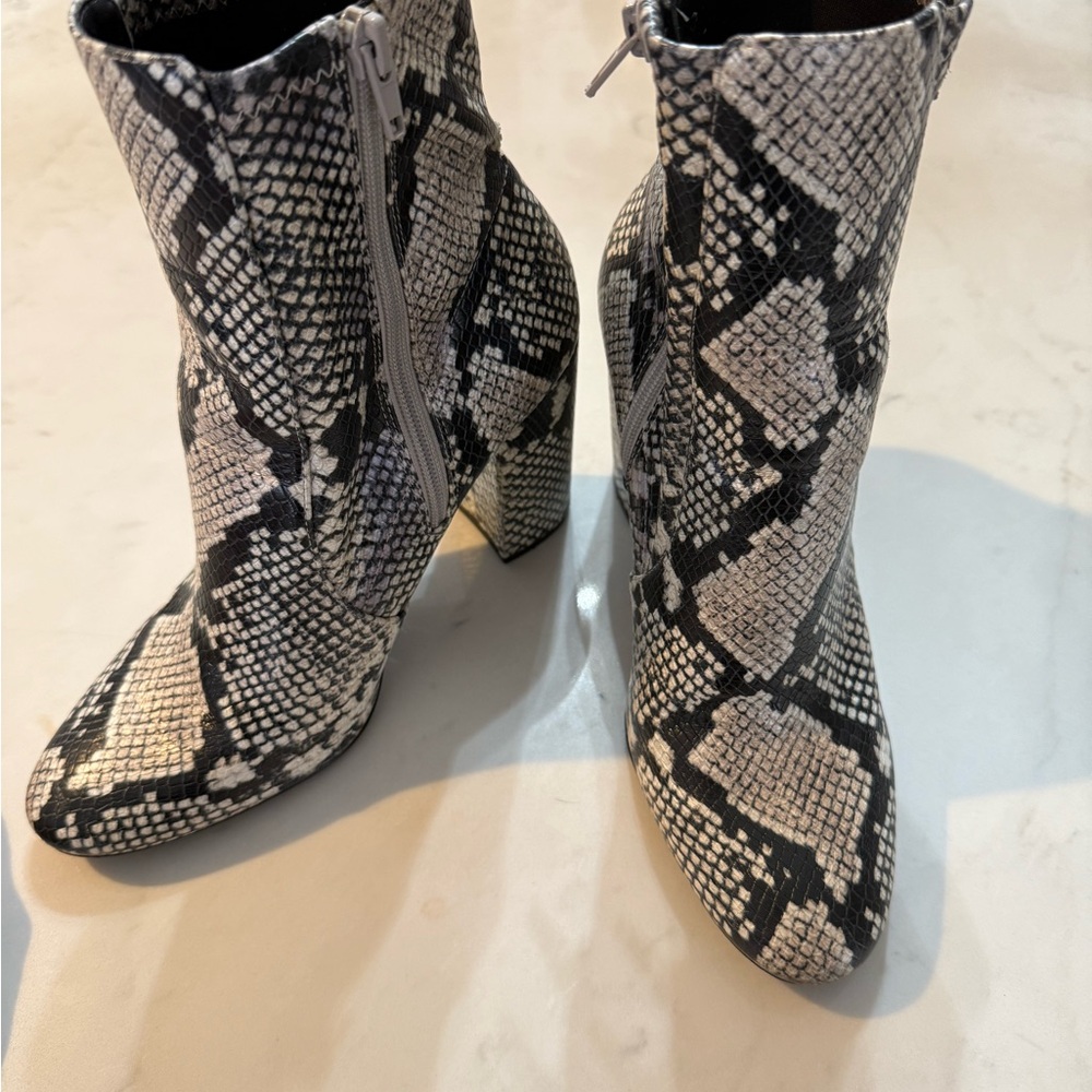 Aldo Monochrome Snakeskin Ankle Booties
